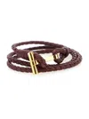 Tom Ford Bordeaux Bracelet With Intrecciato Motif In Leather And Brass Woman In Brown