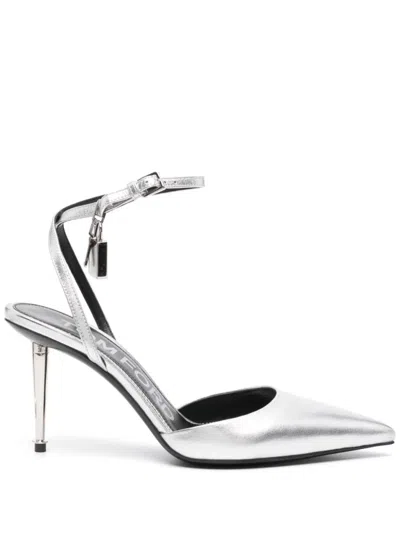 Tom Ford Padlock-charm Metallic Pumps In Silver