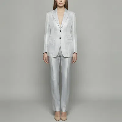 Pre-owned Tom Ford Silver Textured Silk Blend Single Breasted Tailored Suit S