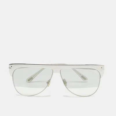 Pre-owned Tom Ford Silver Tf707 Winter Frame Aviator Sunglasses