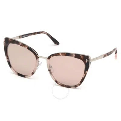 Tom Ford Simona Champagne Silver Flash Butterfly Ladies Sunglasses Ft0717 55g 57 In Brown