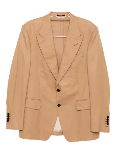 Tom Ford Single Breasted Blazer In Brown
