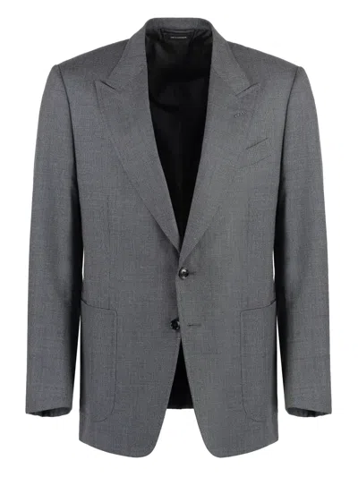 Tom Ford Single-breasted Blazer In Grey
