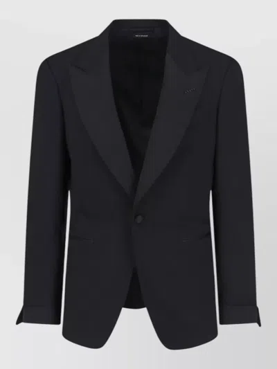 Tom Ford Single Breasted Blazer Notch Lapel Cuffs In Black