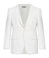 Tom Ford Wool Silk Sharp Faille Slim Shawl Lapel Jacket In White