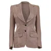 Tom Ford Single-breasted Blazer With Pockets In Beige Viscose In Brown