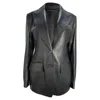 Tom Ford Single-breasted Blazer With Pockets In Black Leather In Black