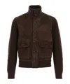 Tom Ford Mens Deep Brown Funnel-neck Ribbed-sleeve Suede And Wool Jacket In Brown