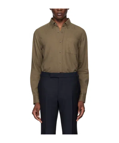 Tom Ford Single-breasted Long-sleeved Shirt In Black