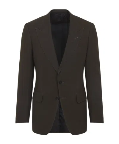 Tom Ford Single-breasted Suit Jacket In Brown