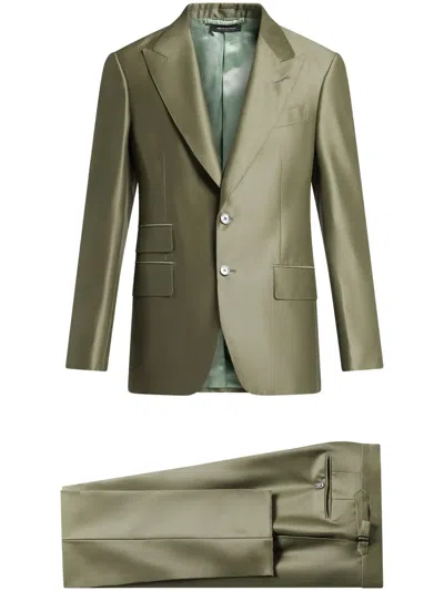Tom Ford Single-breasted Straight-leg Suit In 绿色