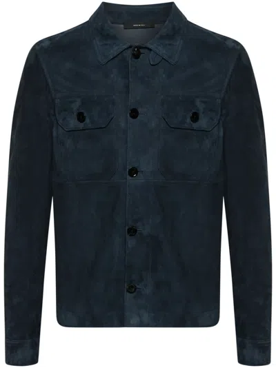 Tom Ford Blue Single-breasted Suede Jacket