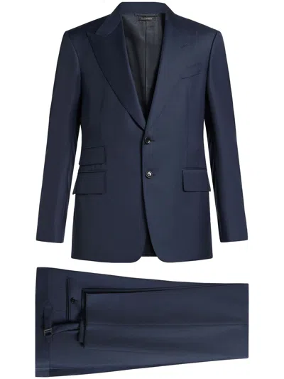 Tom Ford Shelton Peak Lapel Suit In Blue