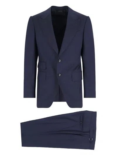 Tom Ford Wool Super 110s Sharkskin Shelton 2-piece Suit In Navy