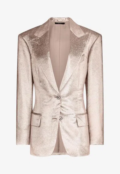 Tom Ford Single-breasted Tailored Blazer In Gold