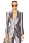 Tom Ford Single Breasted Tuxedo Jacket In Steel Grey