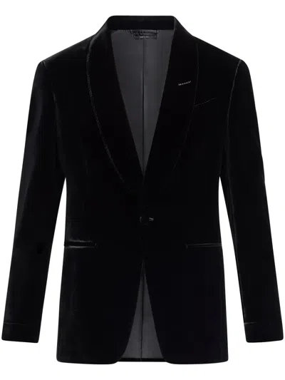 Tom Ford Single-breasted Velvet Blazer In Black