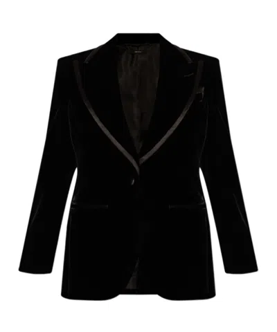 Tom Ford Single-breasted Velvet Blazer In Black