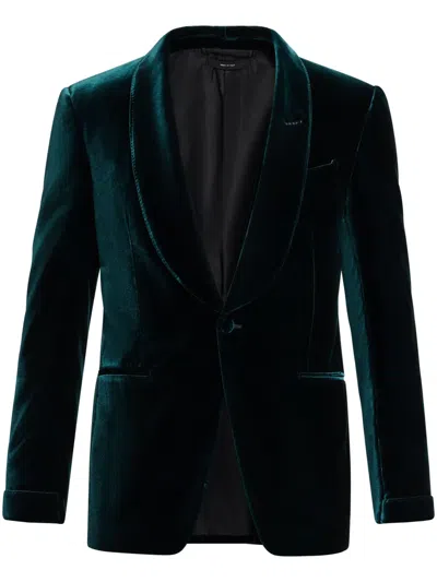 Tom Ford Shawl-lapels Velvet Blazer In Grün