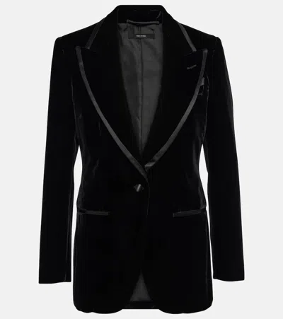 Tom Ford Single-breasted Velvet Tuxedo Jacket In Black