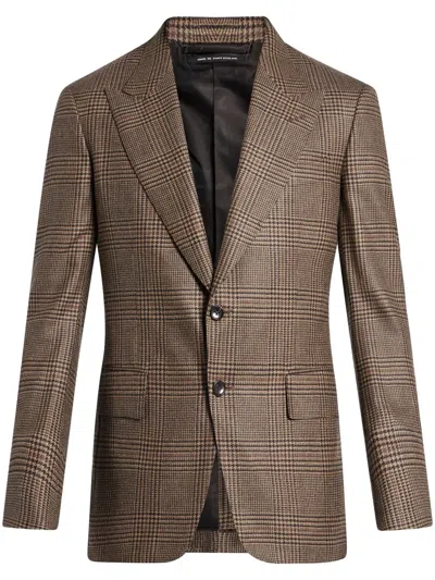 Tom Ford Single-breasted Wool Blazer In Brown