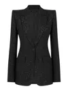 Tom Ford Single-breasted Wool Blend Crepe Jacket With Sequins In Black