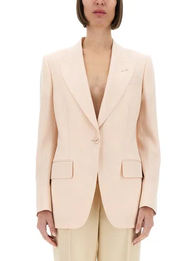 Tom Ford Single Breasted Wool Jacket In Pink