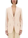 Tom Ford Single-breasted Wool-blend Blazer Jacket In Powder