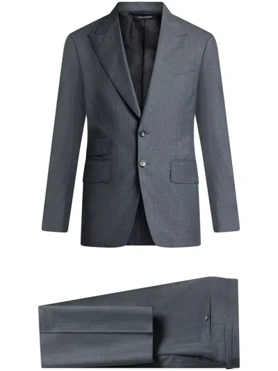 Tom Ford Shelton Fresco Stripe Wool Suit In Charcoal