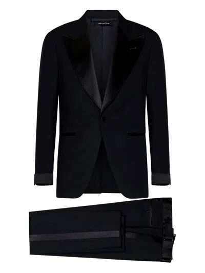 Tom Ford Single-breasted Wool Suit In Black