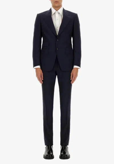 Tom Ford Single-breasted Wool Suit In Blue