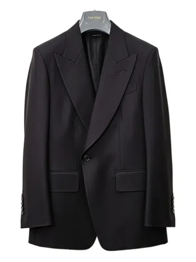 Tom Ford Single-button Wool Jacket In Brown
