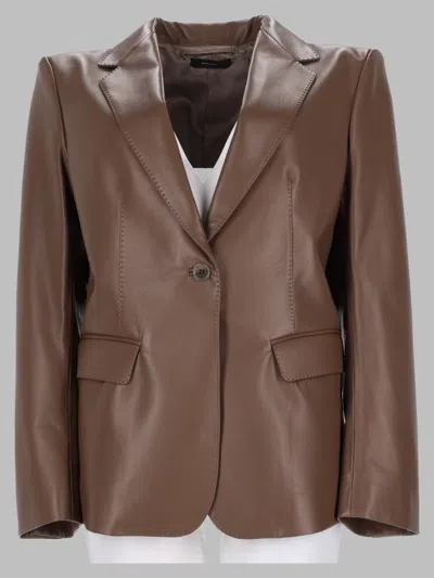 Tom Ford Single-breasted 100% Lamb Leather Jacket In Brown
