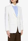 Tom Ford Wool Silk Sharp Faille Slim Shawl Lapel Jacket In White