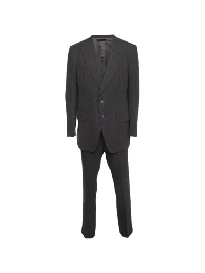 Pre-owned Tom Ford Single-breasted Striped Wool Suit In Gray