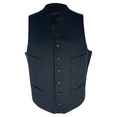 Tom Ford Single-breasted Waistcoat In Black Wool In Blue