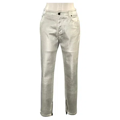 Pre-owned Tom Ford Size 32 Silver Cotton & Elastane Metallic Zip Fly Jeans