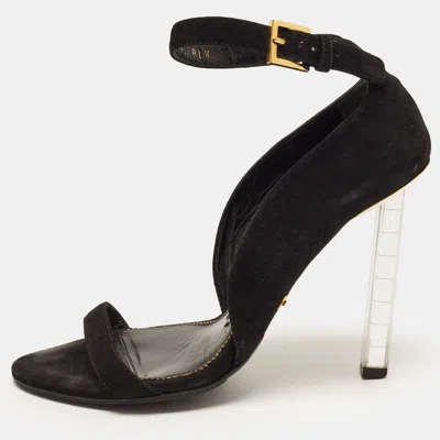 Pre-owned Tom Ford Size 36 Black Suede Ankle Strap Sandals