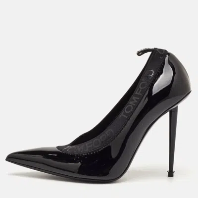 Pre-owned Tom Ford Size 37.5 Black Patent Leather Pointed Toe Pumps