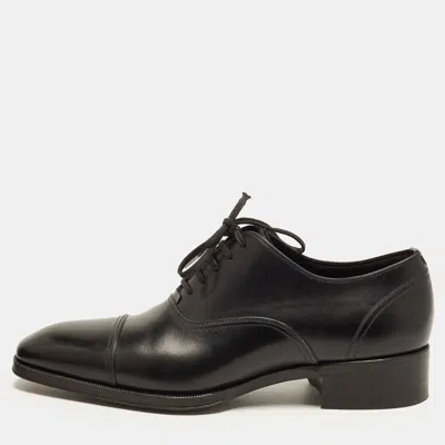 Pre-owned Tom Ford Size 40 Black Leather Lace Up Oxfords