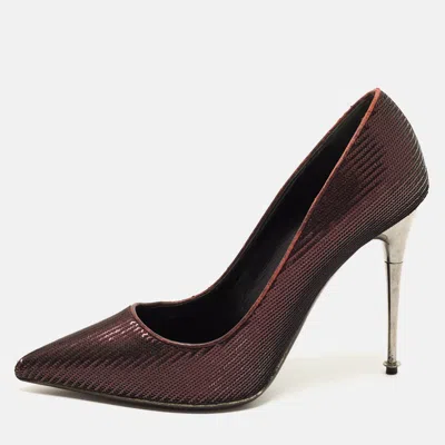 Pre-owned Tom Ford Size 41 Dark Purple Leather And Sequins Pumps