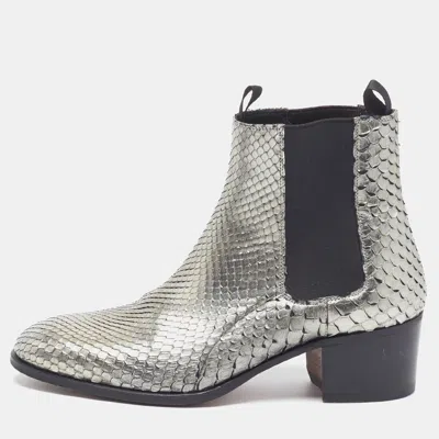 Pre-owned Tom Ford Size 41 Silver Python Leather Chelsea Boots