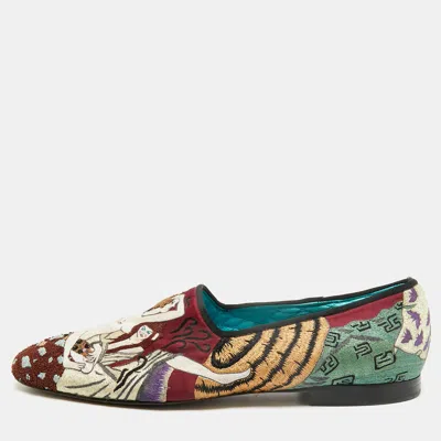 Pre-owned Tom Ford Size 44 Multicolor Brocade Fabric Smoking Slippers