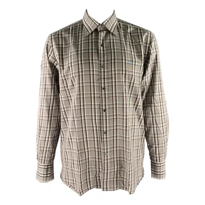 Pre-owned Tom Ford Size Xl Brown Plaid Cotton Long Sleeve Shirt