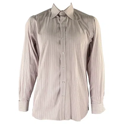 Pre-owned Tom Ford Size Xl White Purple Stripe Cotton Pointed Collar Long Sleeve Shirt
