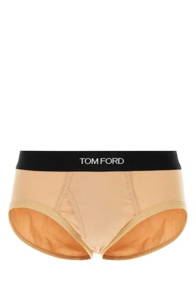 Tom Ford Skin Pink Stretch Cotton Brief In Orange