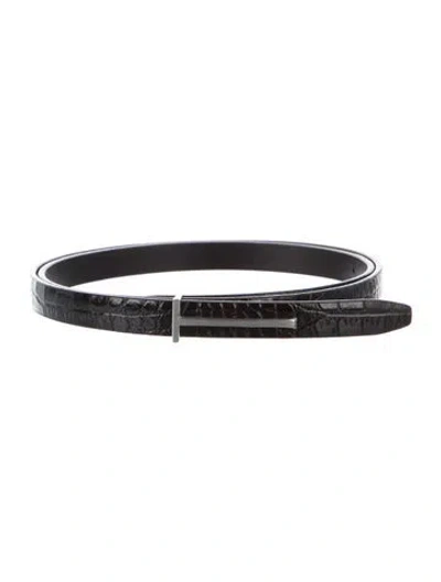 Pre-owned Tom Ford Skinny Leather Belt In Black