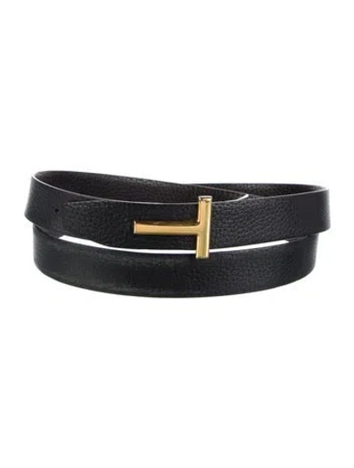 Pre-owned Tom Ford Skinny Leather Belt In Black