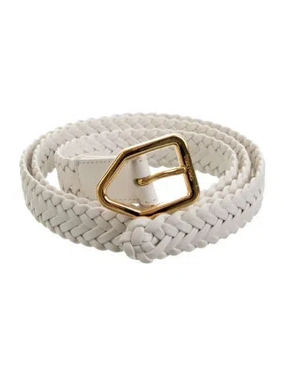 Pre-owned Tom Ford Skinny Leather Waist Belt In White