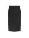 Tom Ford Ribbed Knit High Waist Midi Skirt With Back Slit In Black